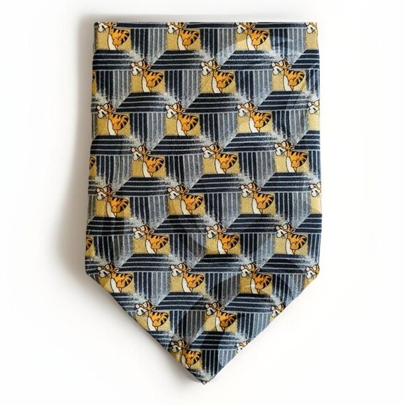 Vintage Disney Store Winnie The Pooh Tigger 100% Silk Men’s Neck Tie - Picture 6 of 6